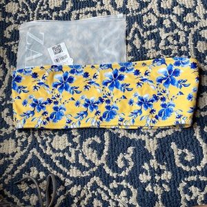 Zaful pretty yellow and blue floral bikini top. Size M